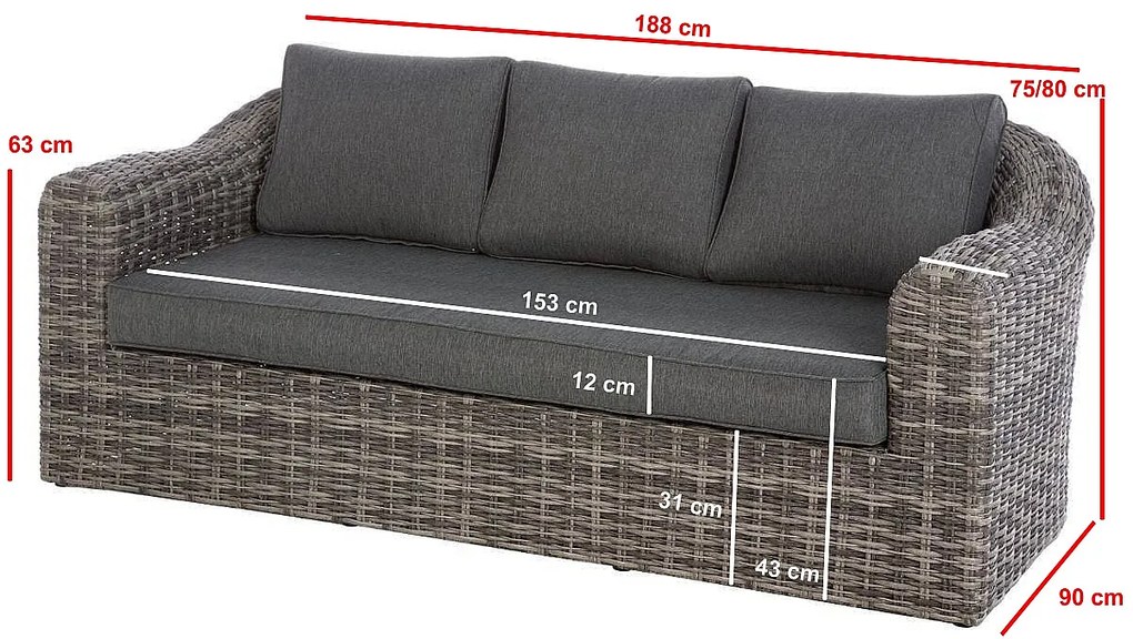 Deokork Ratanová zostava BORNEO LUXURY pre 7 osôb (sivá)