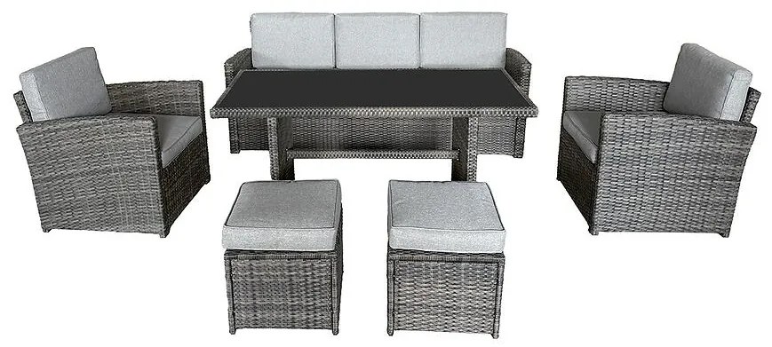 Komplet technoratanový Napoli hnedá