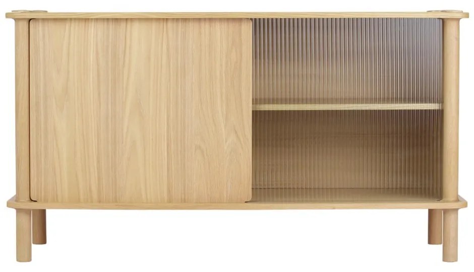 Vitrína z dubového dreva s posuvnými dverami v prírodnej farbe 135x73,5x48 cm Italic – UMAGE