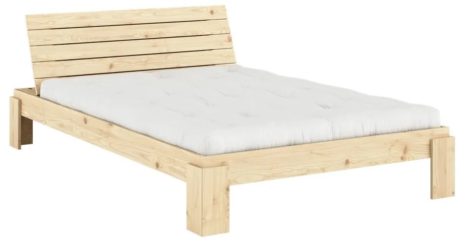 Dvojlôžková posteľ z borovicového dreva s roštom v prírodnej farbe 140x200 cm Layers – Karup Design