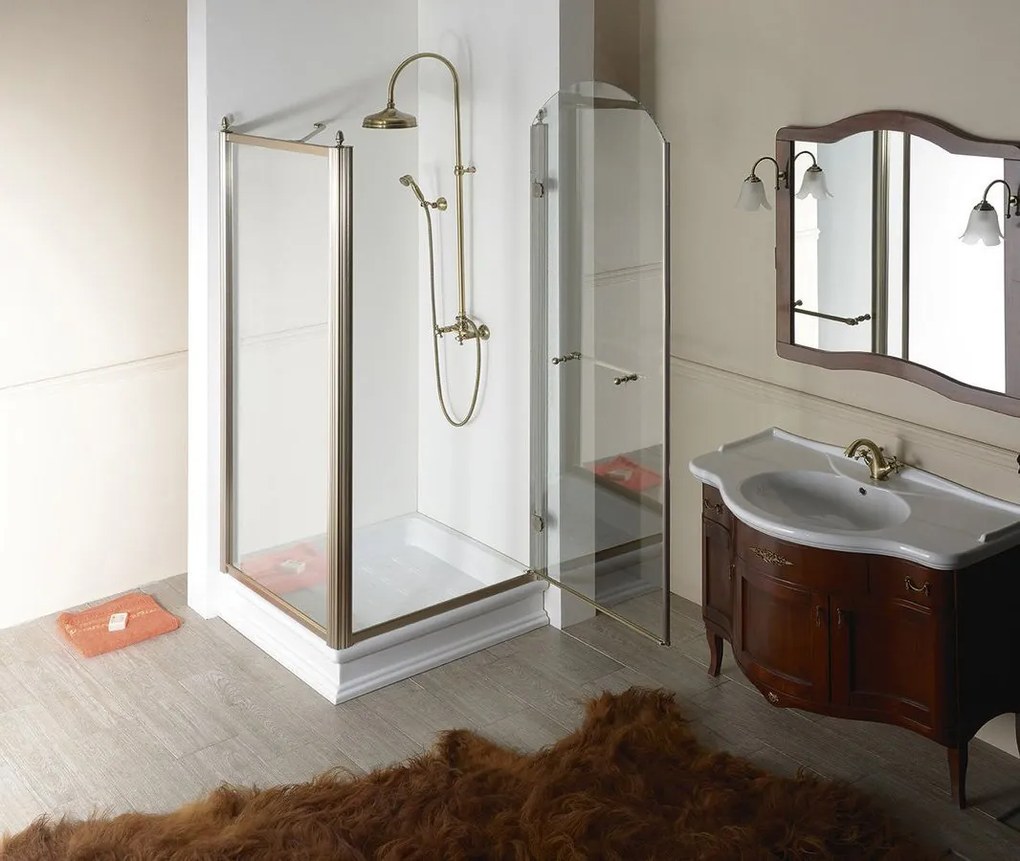 Gelco Gelco, ANTIQUE sprchové dvere 800mm, číre sklo, pravé, bronz, svetlý odtieň, GQ1380RCL