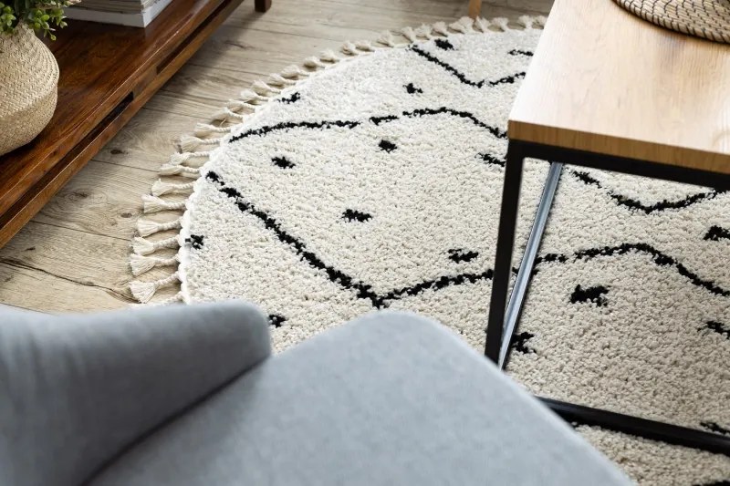 Dywany Łuszczów, Kusový koberec Berber Tetuan B751 cream kruh, 120x120 (priemer) kruh, biela, obývacia izba