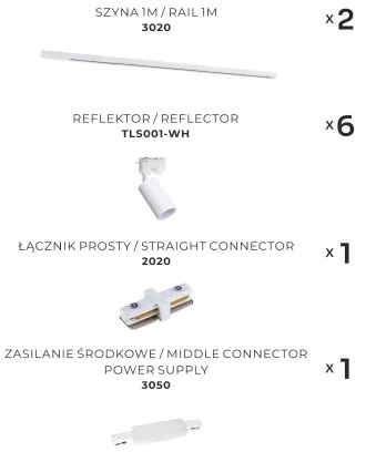 Zuma Line 3046 - Bodové svietidlo v lištovom systéme TUBE 6xGU10/35W/230V biela