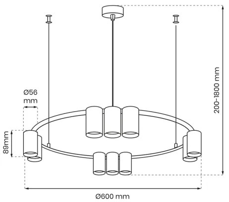 Luster na lanku GENESIS 10xGU10/8W/230V biela