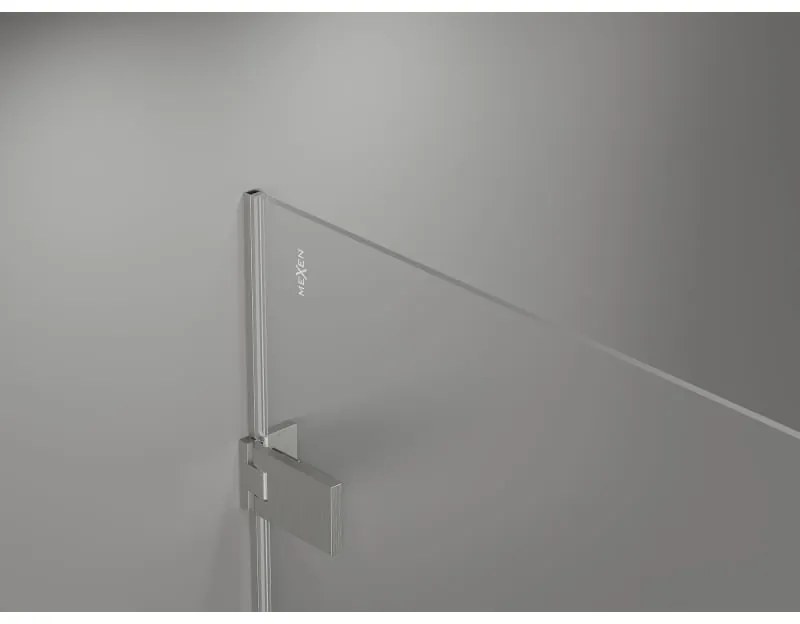 Mexen Lunar-F, skladací sprchový kút ľavý 90 x 90 cm, 8mm číre sklo, oceľový profil, 836-090-090-97-00-L