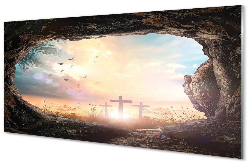 Sklenený obraz Cave prekročí vtáky 100x50 cm