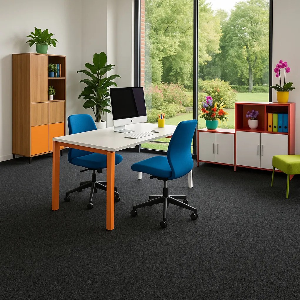 Metrážny koberec Santana 50 čierna s podkladom resine, záťažový, na mieru, šíře 4m, čierna, resine, chodba / predsieň, Vebe