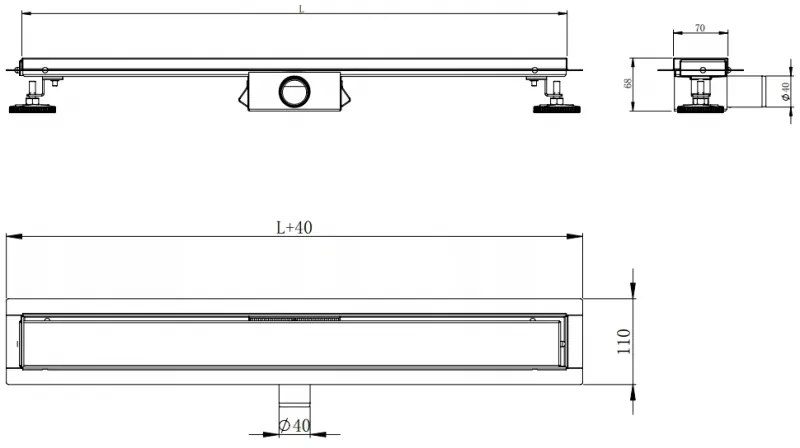 Mexen Flat nerezový sprchový žľab 120 cm vzor M13, 2v1, čierna, 1710120