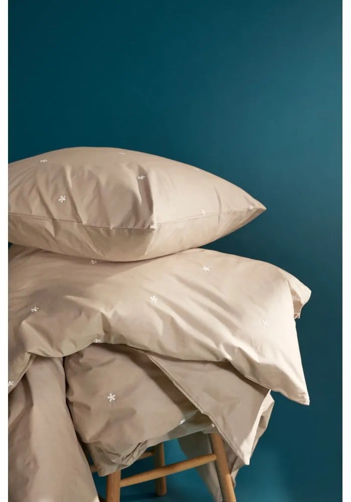 Béžové obliečky na jednolôžko z bavlneného perkálu 140x200 cm Daisy – JUNA