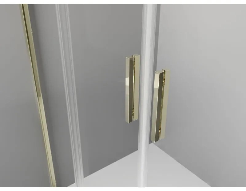 Mexen Exo, polkruhový posuvný sprchový kút 120 x 90 cm, číre sklo, zlatá, 8132-120-090-50-00