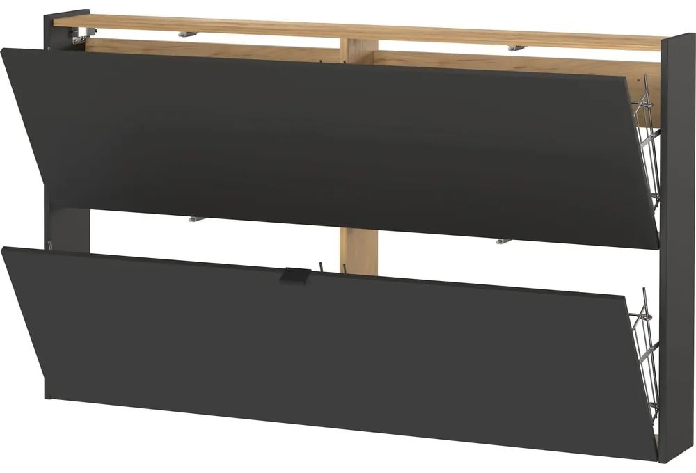 Antracitová výklopná skrinka na topánky Ameca – Germania