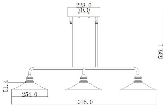 Elstead HK-RIGBY-ISLE-KZ - Luster na tyči RIGBY 3xE27/60W/230V