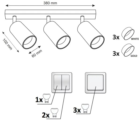 Bodové svietidlo MARIBEL 3xGU10/10W/230V biela