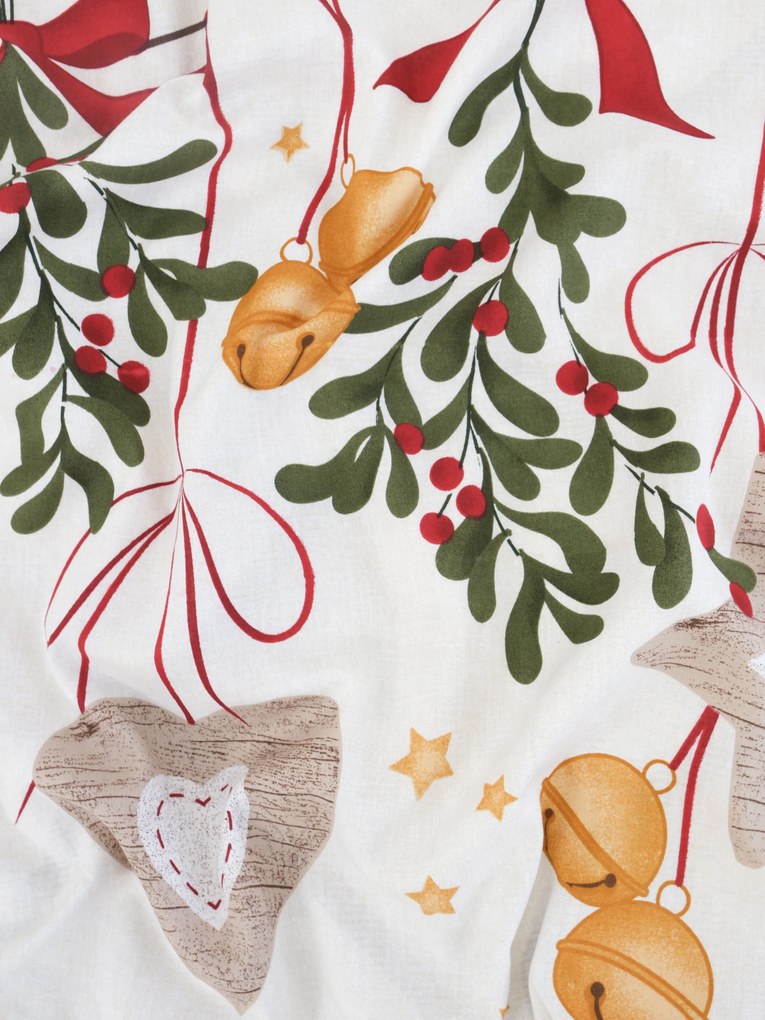 Vianočné francúzske bavlnené obliečky Renforcé - Kúzlo Vianoc krémové