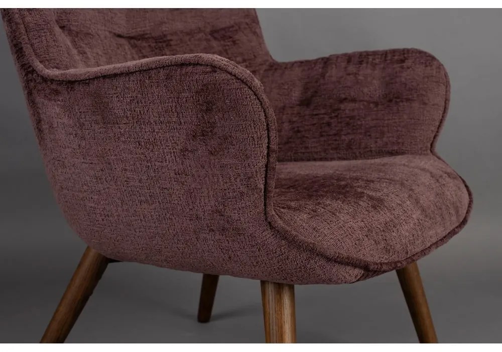 Tmavofialové zamatové kreslo Lenn – Dutchbone