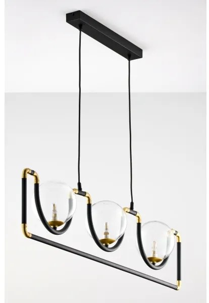 Jupiter 1990 - Luster na lanku HANZA 3xG9/10W/230V čierna/zlatá