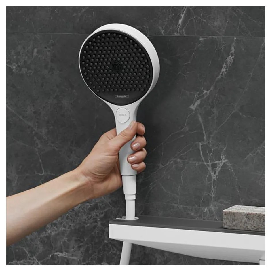 Hansgrohe Rainfinity, ručná sprchová hlavica 130 3-funkčná, biela matná, HAN-26864700