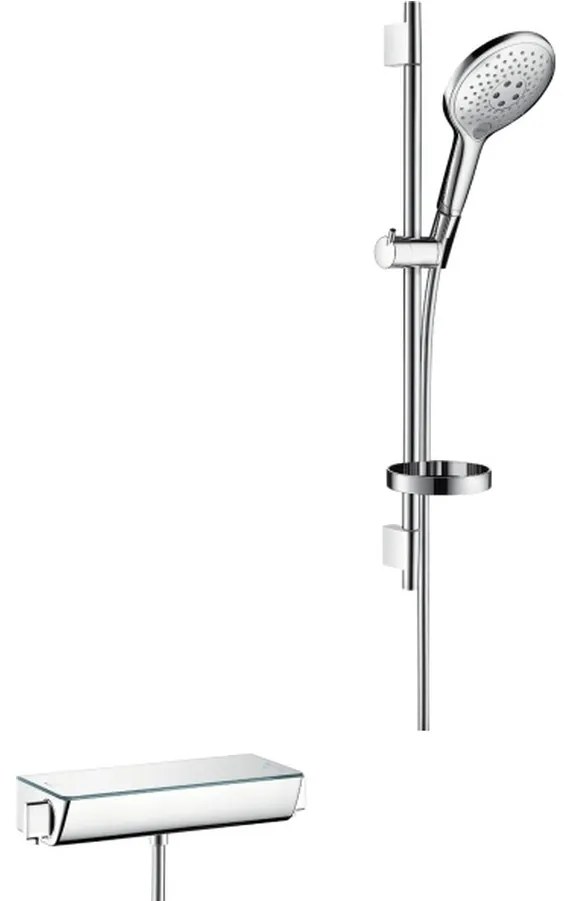 Hansgrohe Raindance Select S, sprchová súprava 150 3jet s termostatom Ecostat Select a sprchovou tyčou 65 cm, biela/chrómová, HAN-27036400