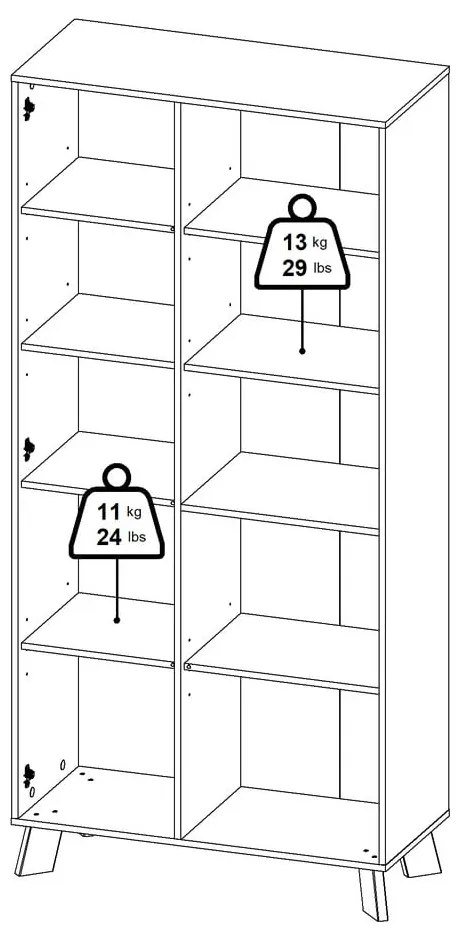 Biela/v prírodnej farbe knižnica v dekore duba 89x188x40 cm Ikast – Tvilum