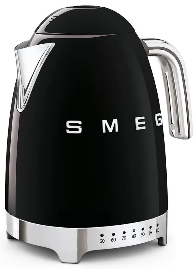 Čierna rýchlovarná kanvica z nehrdzavejúcej ocele 1,7 l Retro Style – SMEG