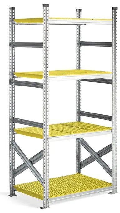 Regál TRANSFORM, základná sekcia, 1972x900x600 mm, žltý