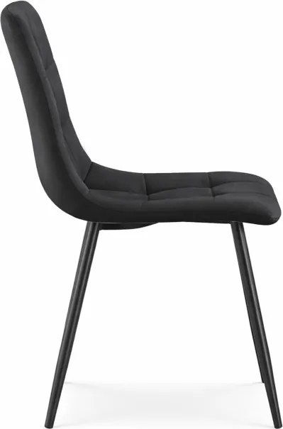 Sada šiestich jedálenských stoličiek NERO zamatové, čierne / čierne nohy (6 ks)