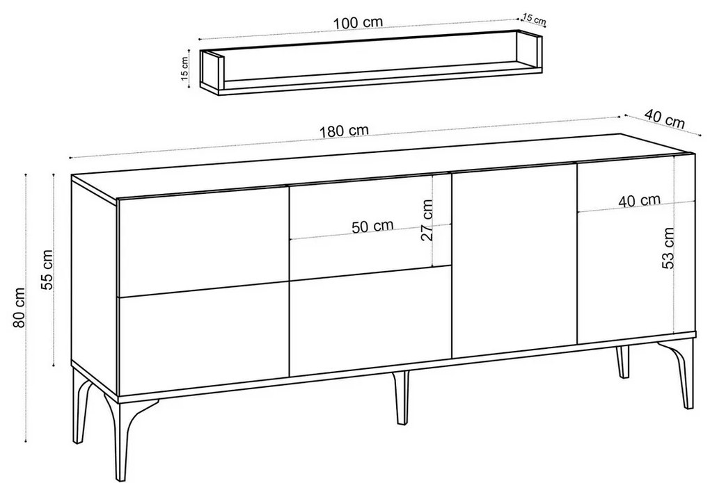Skrinka s poličkou Lucky White and Black