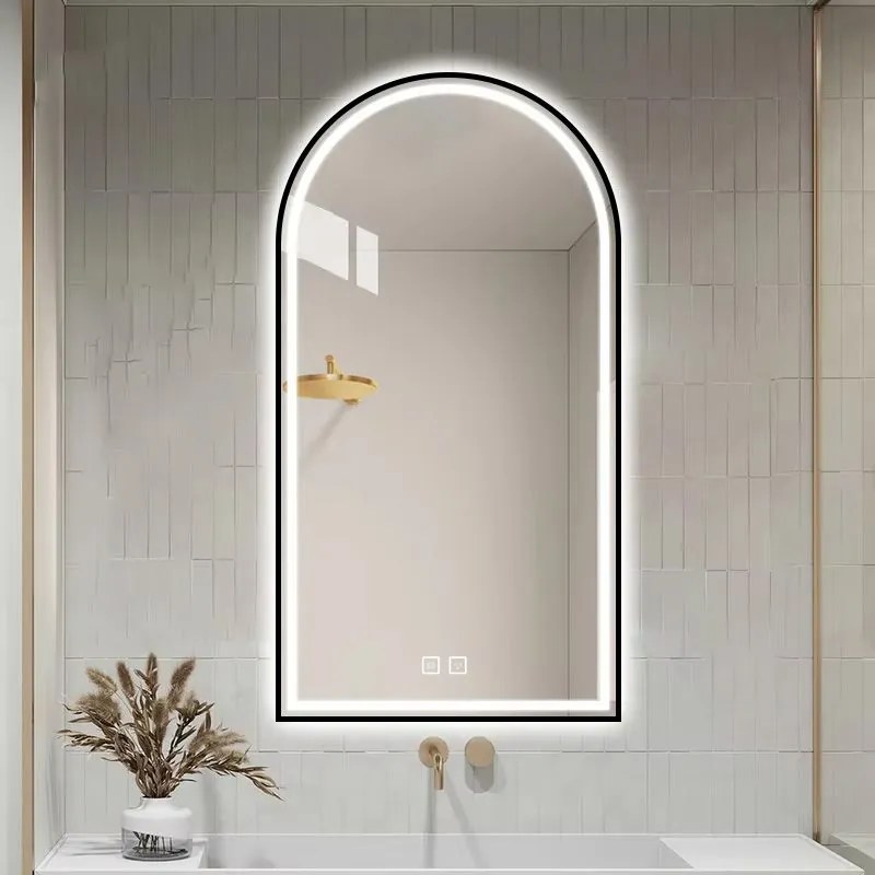 Tutumi Tutumi, LED zrkadlo 60x100cm s čiernym rámom, HOM-06504