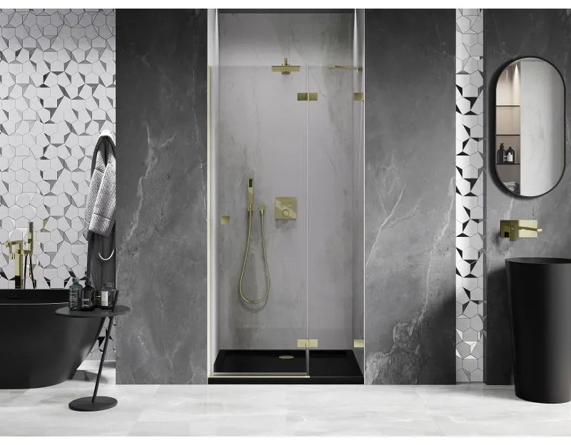 Mexen, Mexen Lunar pravé otočné sprchové dvere 105 cm, transparentné, brúsené zlato - 834-105-000-55-00-P