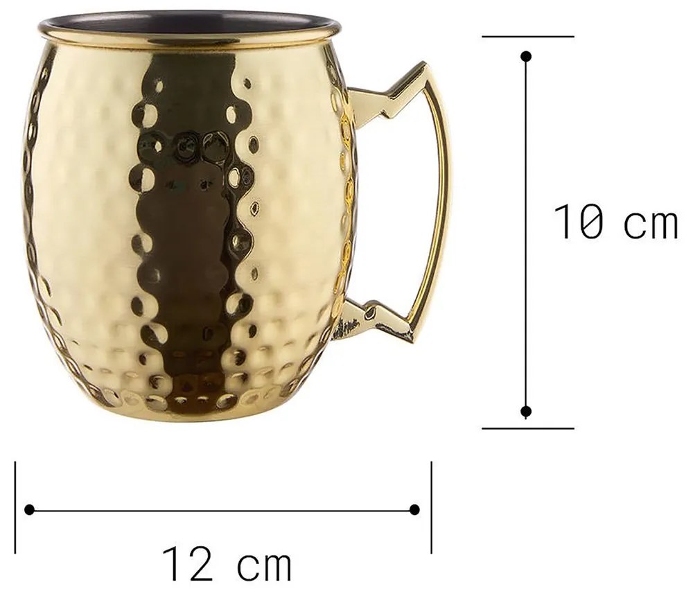 MOSCOW MULE Hrnček tepaný 470 ml - zlatá