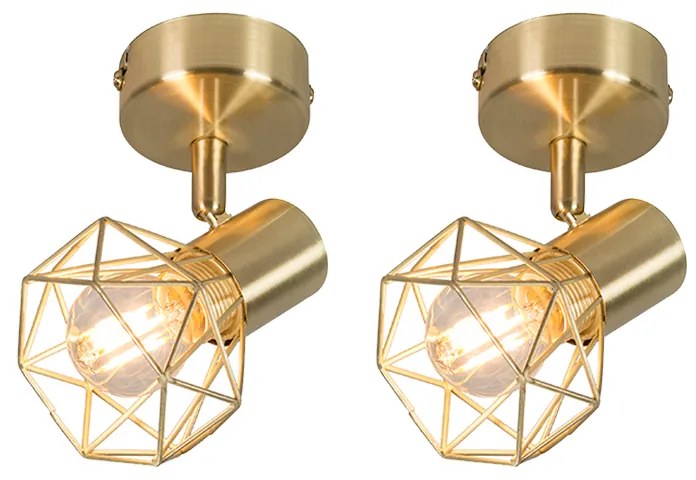 Sada 2 reflektorov Art Deco mosadz otočný a nakloniteľný - Mosh