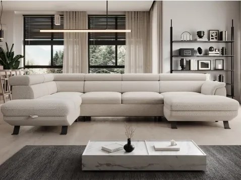 Sedacia súprava Raven XL, krémová látka, tvar ľavé U%