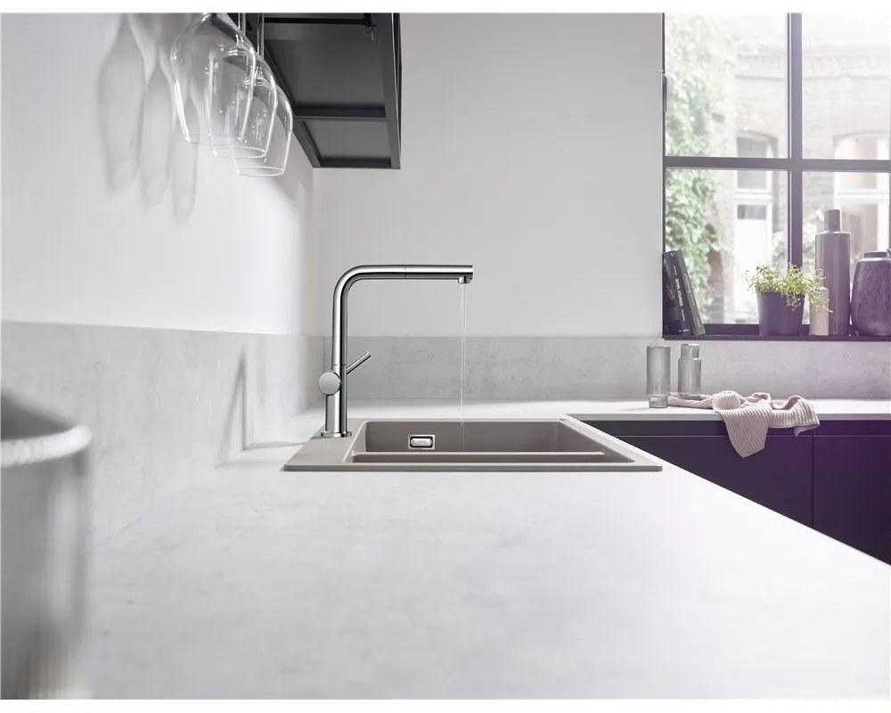 HANSGROHE S510-F635 SilicaTec granitový dvojdrez, montáž na pracovnú dosku, 770 x 510 mm, betónová šedá, 43315380