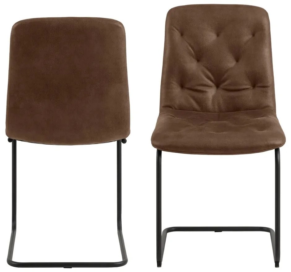 Hnedé jedálenské stoličky z imitácie kože v súprave 2 ks Kira – Actona