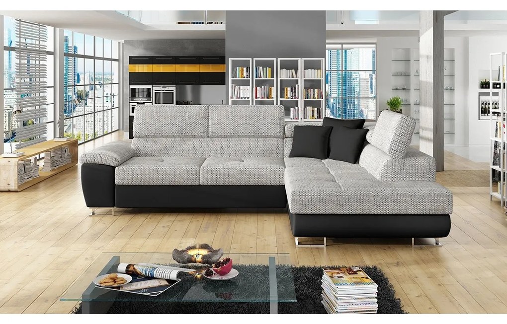 Rohová sedačka Alvin, Dostupné poťahy: ekokoža Soft 017 + Uttario Velvet 2971 + Kronos 02, Strana: ľavá