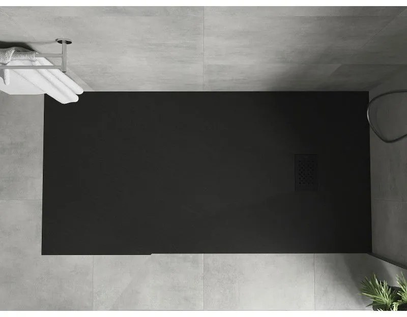 Mexen Hugo, obdĺžniková sprchová vanička SMC 180 x 80 cm, čierna, čierna krytka, 42708018-B