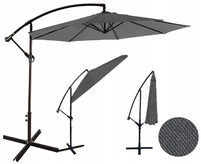 TRENDIE Záhradný slnečník Sunny - tmavo sivý 300cm