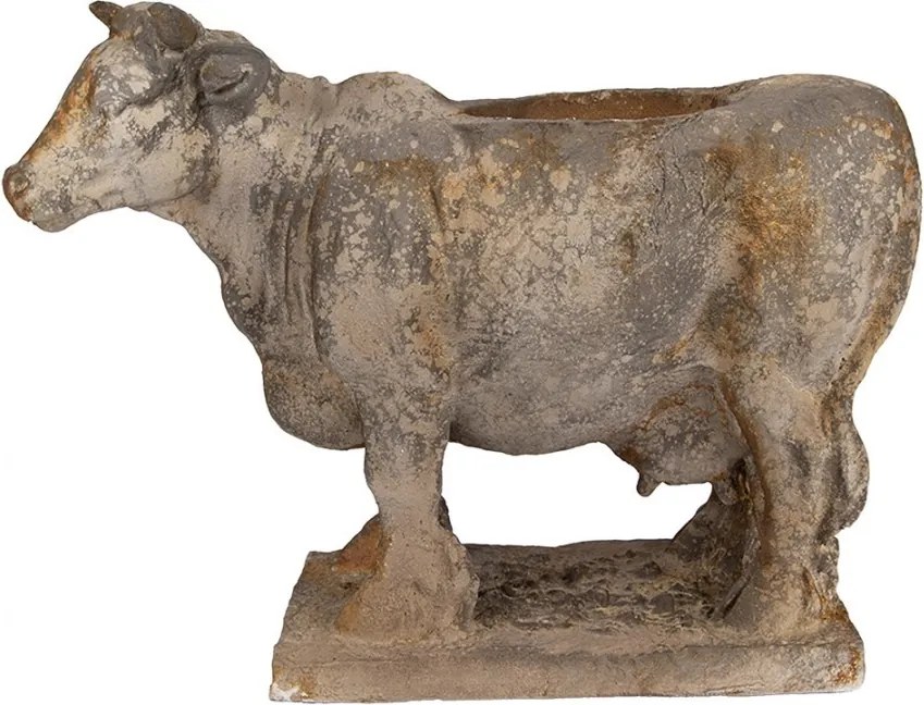 Šedý antik dekoračný kvetináč Cow Brocante - 36*15*28 cm