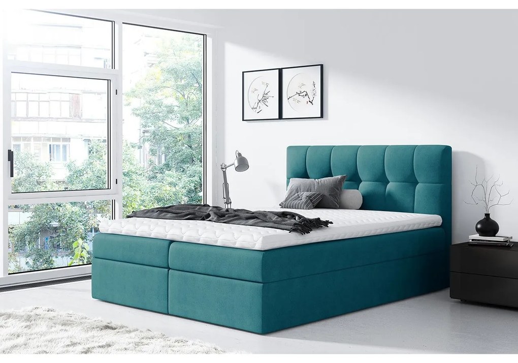 Kontinentálna posteľ Apolon, Rozmer postele: 140x200, Dostupné poťahy: ekokoža Soft 011 (čierna)
