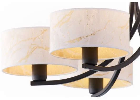 Jupiter 2105 - Závesný luster na reťazi ARTHUR 6xE27/15W/230V biela/čierna/mramorový dekor