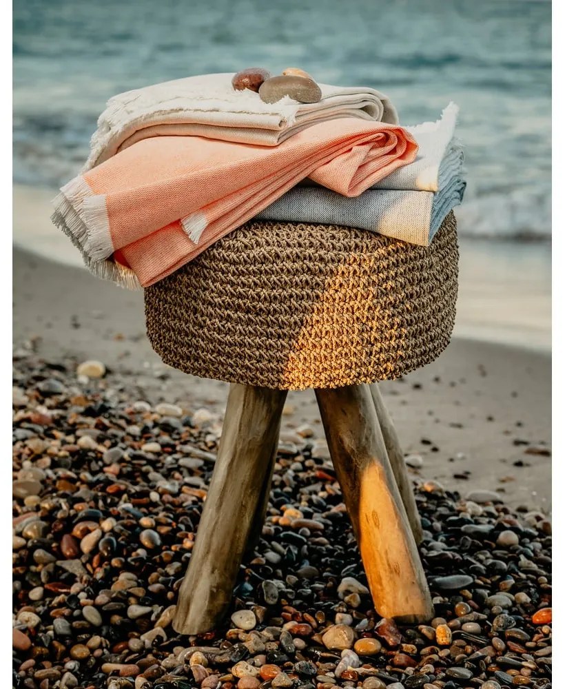 Béžový pléd s podielom bavlny Euromant Summer Linen, 140 x 180 cm