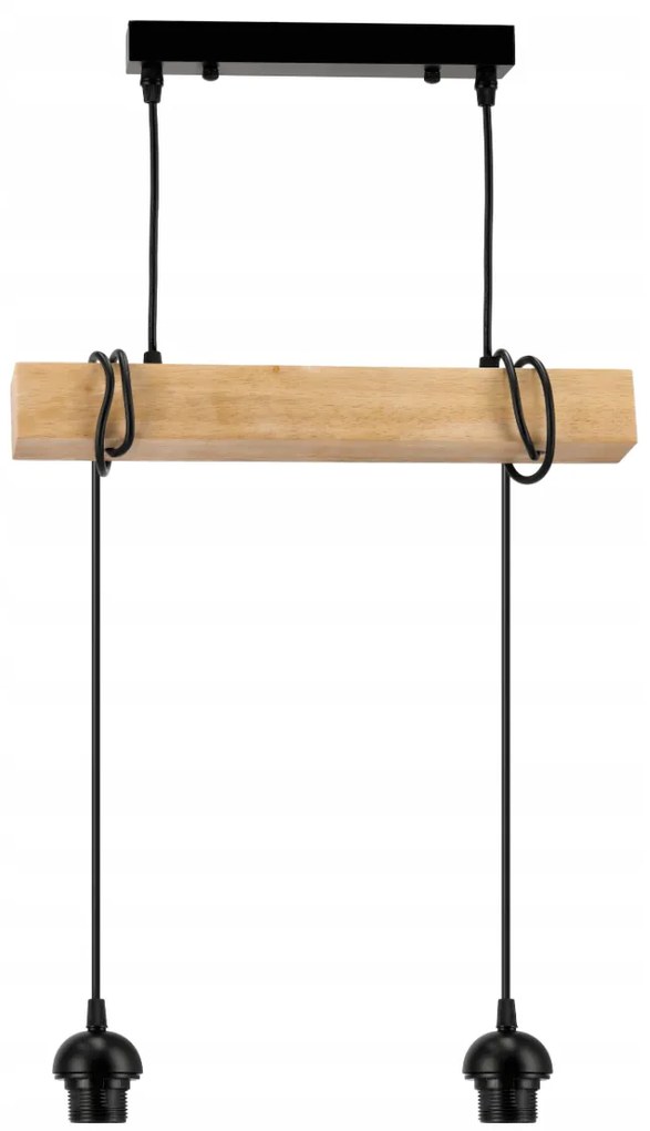 BERGE LED závesné stropné svietidlo, drevený trám, 2xE27, brilantný drevený luster