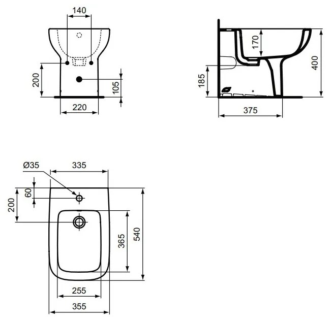 Ideal Standard i.life A - Stojací bidet 540x355 mm, biela T472001