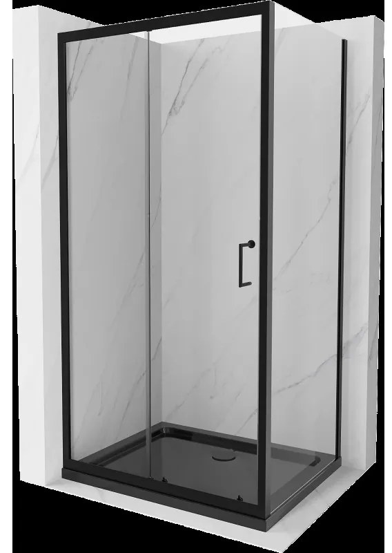 Mexen Apia sprchová kabína, posuvné dvere 110 x 70 cm, transparentnéné, čierna + závesný bidet Flat, čierna