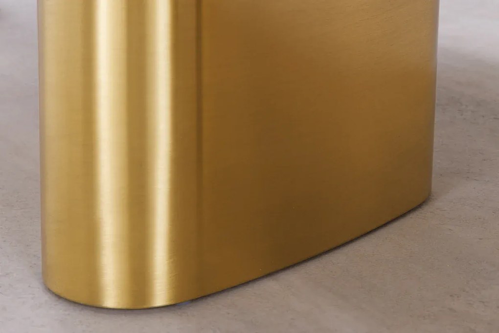 Jedálenský stôl ORGANIC 200 cm oválny, viacfarebný mramorový vrch s rámom v šampansko-zlatej farbe