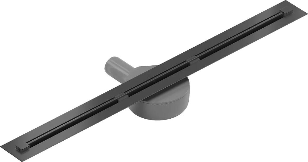 Mexen Flat Super Slim, super tenký odtokový žľab s 360° rotačným sifónom 70 cm, čierna matná, 1751070