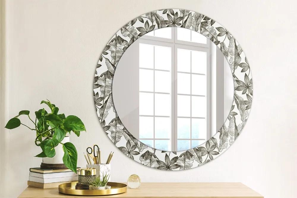 Okrúhle ozdobné zrkadlo na stenu Tropické listy fi 60 cm