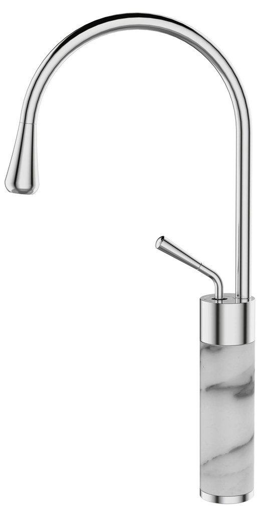Invena Gabro, vysoká umývadlová batéria, biela-chrómová, INV-BU-33-W02-V