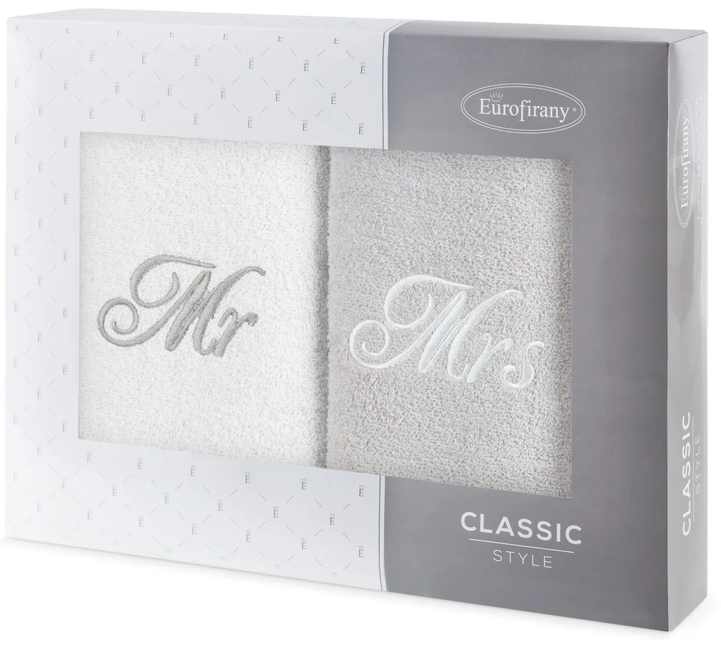 BAVLNENÝ UTERÁK MR MRS SADA 2KS 50X90 CM VIACFAREBNÁ