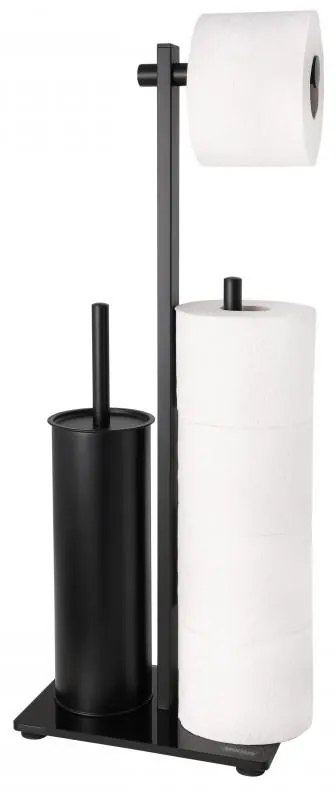 Erga Yami, držiak toaletného papiera s WC kefou a zásobníkom na papier, čierna, ERG-YKA-P.YAMI-FB